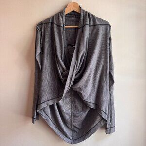 Lululemon Iconic Top Women's Black White Long Sleeve Wrap Front Crossover Sz 4/6